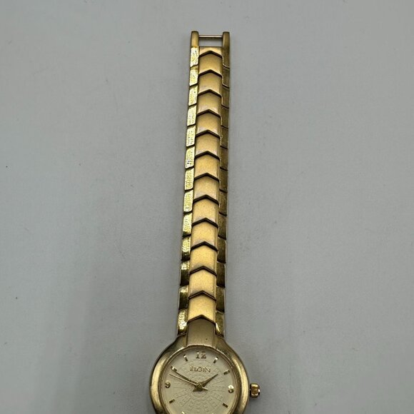 Elgin Watch Women Gold Tone Round 21MM Dial New Battery 7 Inch - Picture 5 of 15
